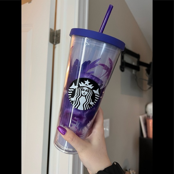Purple Flower Acrylic Starbucks Cup - Picture 1 of 1